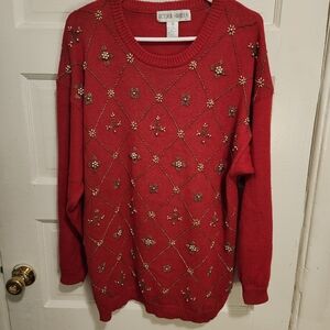 Vintage Beaded Christmas Sweater
